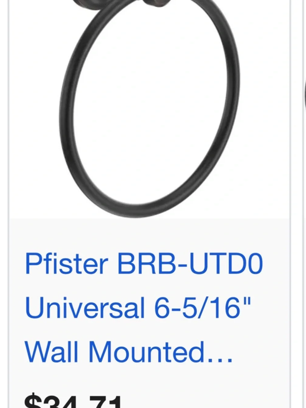 Pfister Oil Rubbed Bronze Towel Ring